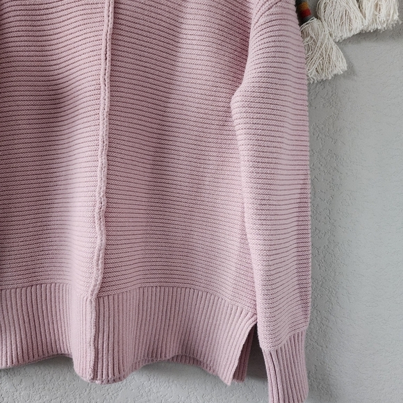 Evereve Foster Turtleneck Ribbed Knit Sweater Dustypink Cozy Boho Neutral XS - Picture 7 of 12